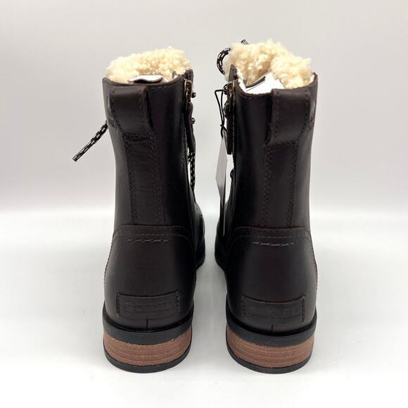 SOREL Emelie Short Lace Cozy Boot Womens 8.5 Blackened Brown Waterproof NEW - Picture 4 of 11